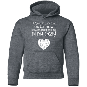 cute in my jersey Youth Pullover Hoodie