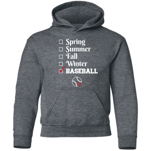 baseball season Youth Pullover Hoodie