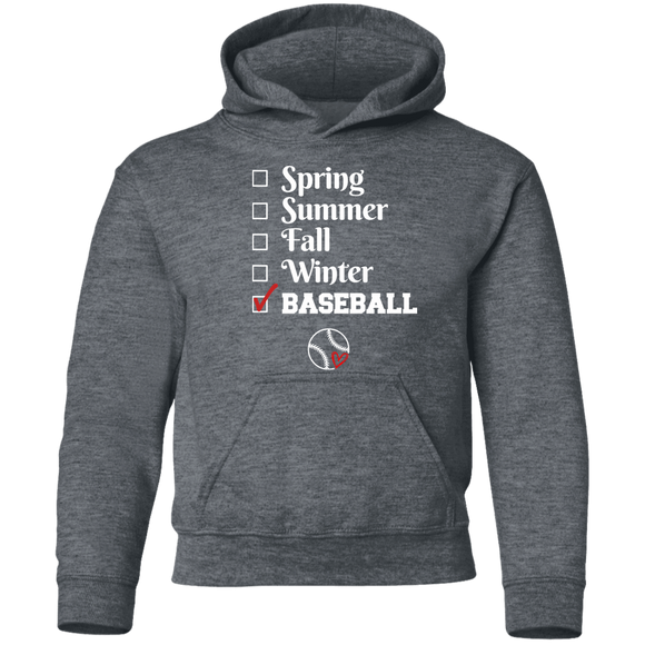 baseball season Youth Pullover Hoodie